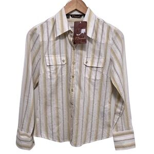 7 Diamonds Vintage Retro Pearl Snap Cowgirl Long Sleeve Shirt Size Small